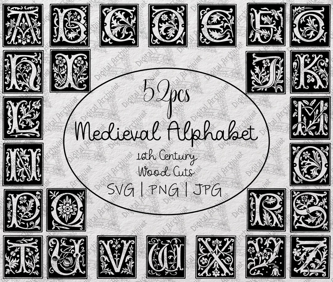Mittelalter Alphabet Clipart Set Antik PNG SVG - Etsy.de