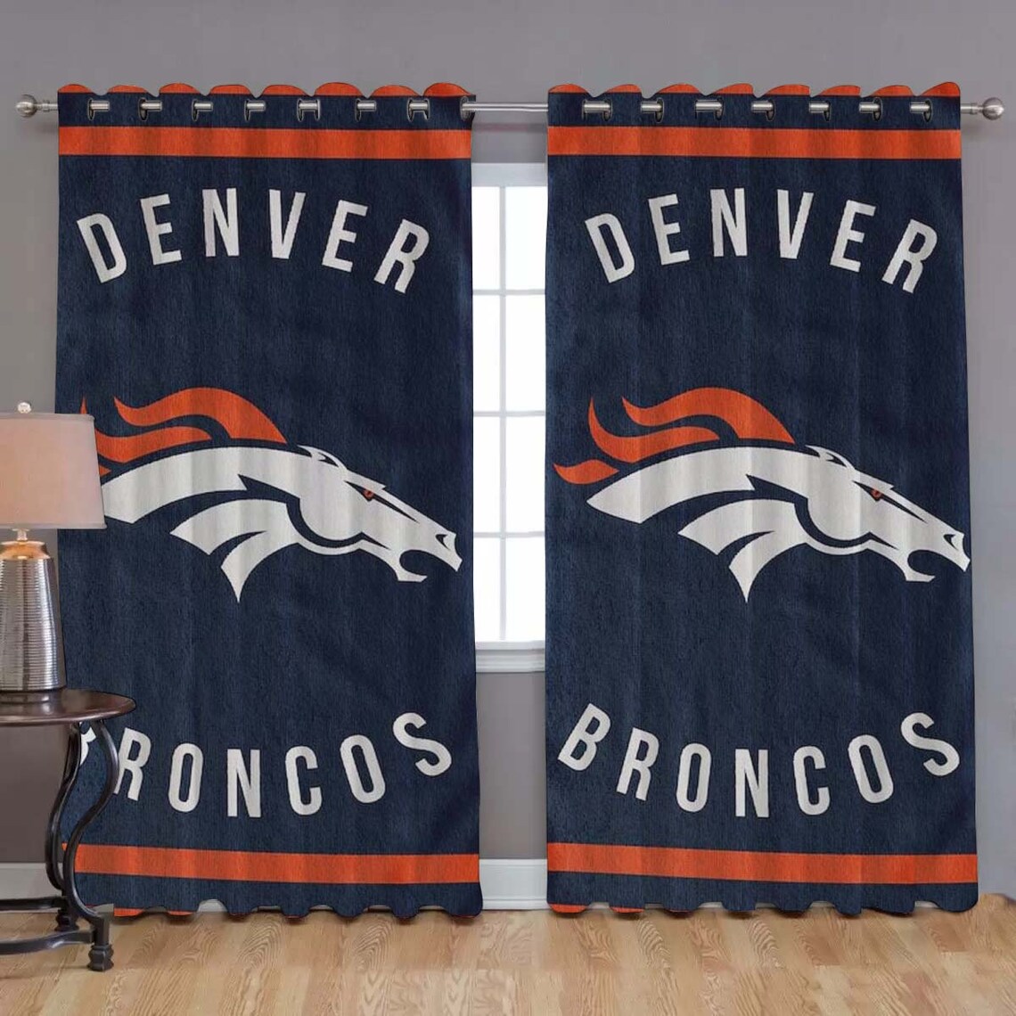 Denver Broncos Window Curtains Modern Living Curtains Home Etsy