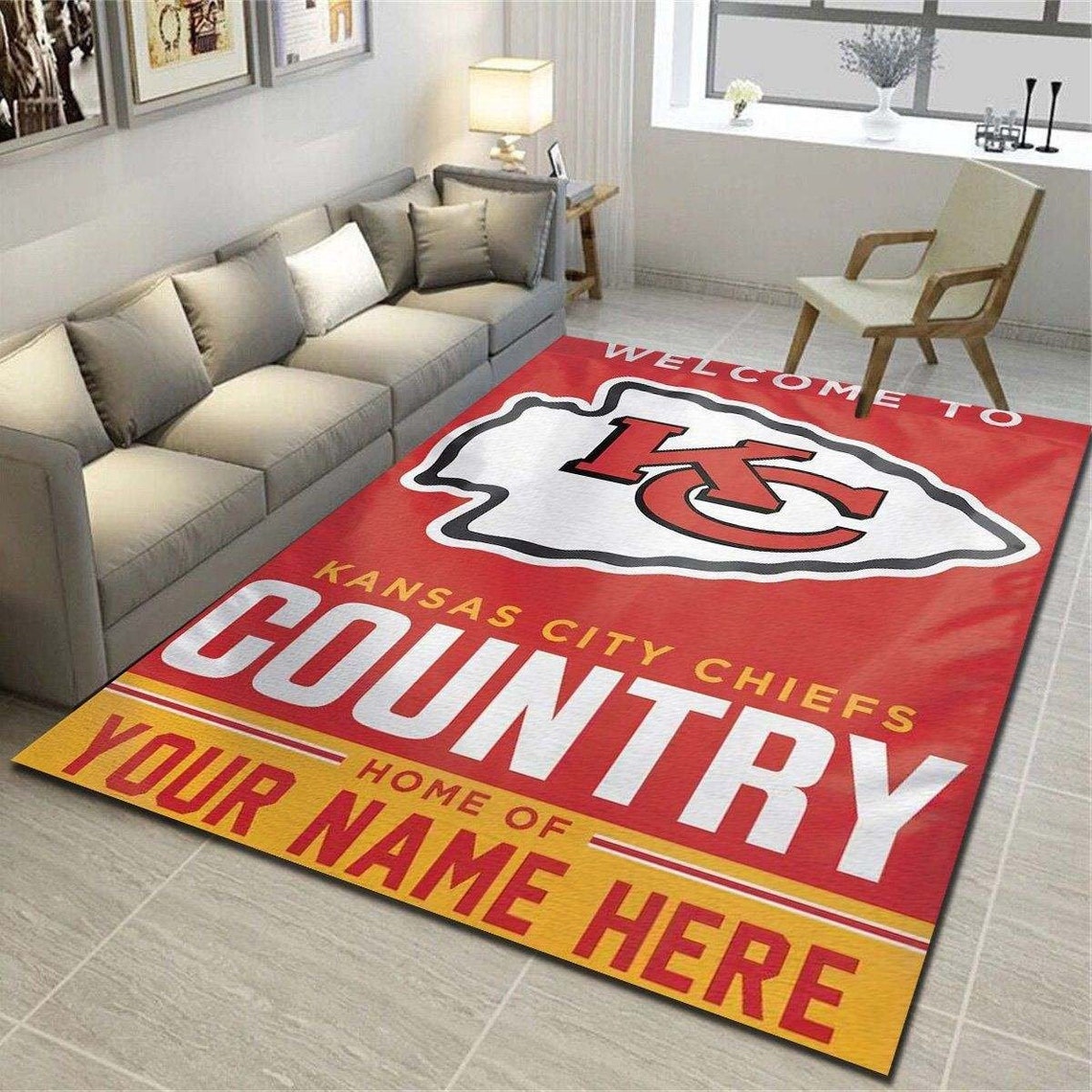 Kansas City Chiefs Personalized Area Rugs Team Living Room Etsy