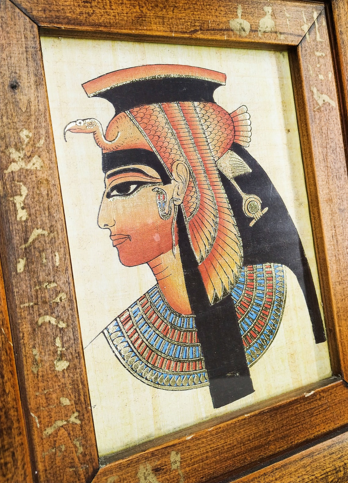 Vintage Egyptian Wall Decor Pharaoh Picture in Wooden Frame Etsy UK