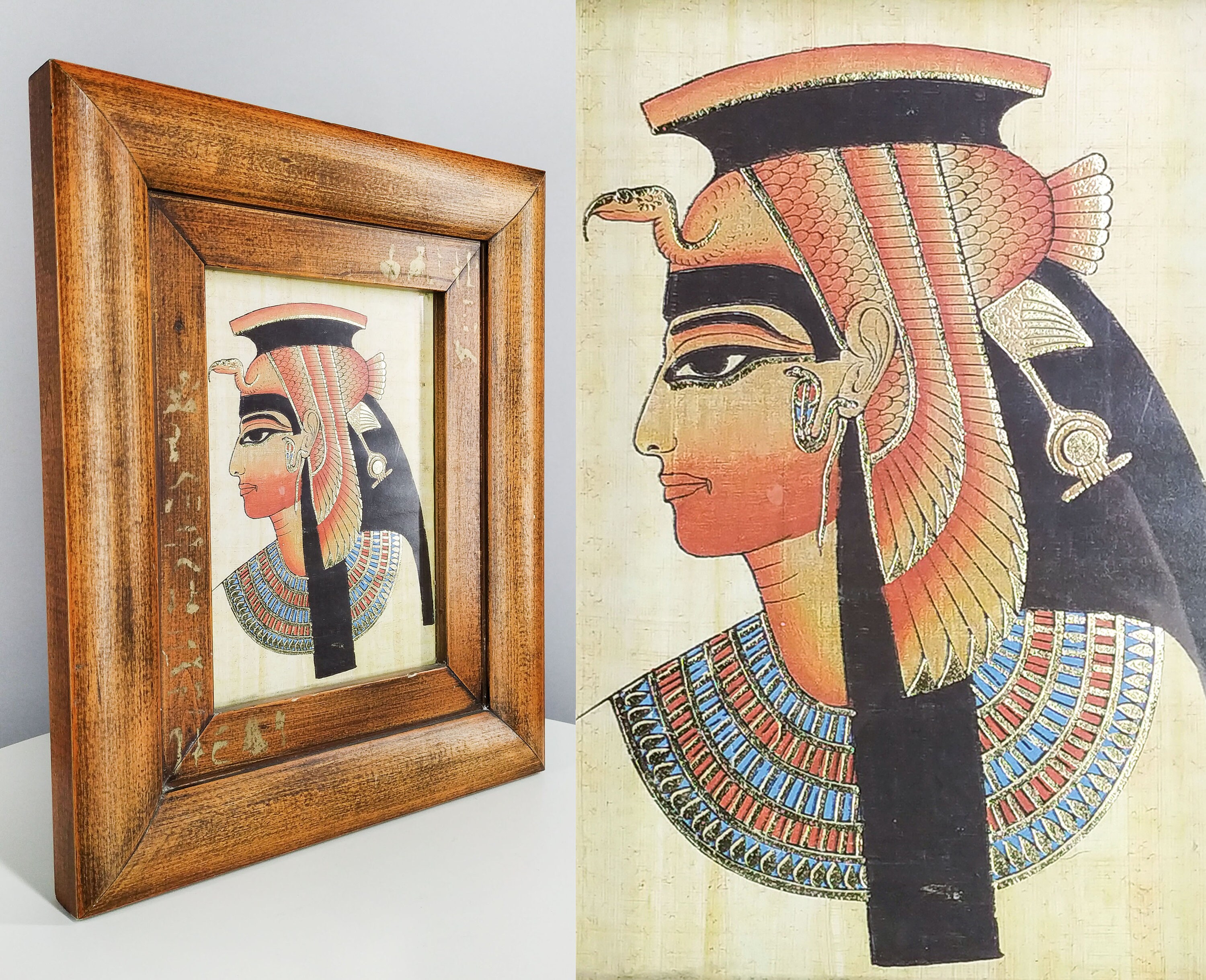 Vintage Egyptian Wall Decor Pharaoh Picture in Wooden Frame Etsy UK