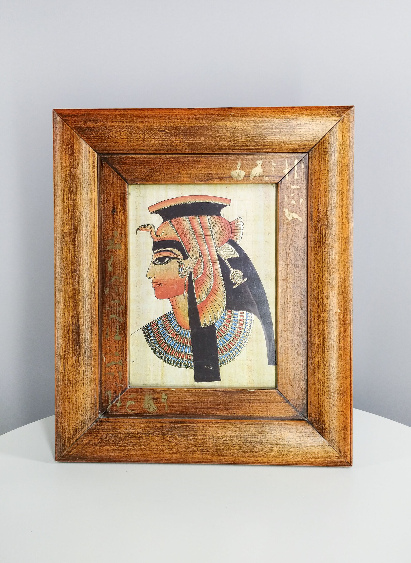 Vintage Egyptian Wall Decor Pharaoh Picture in Wooden Frame Etsy UK