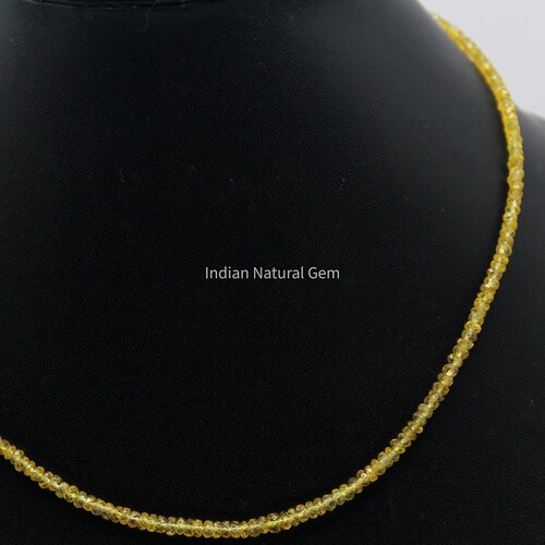 Yellow shops Sapphire Necklace 925 Sterling Silver 3 - 3.5 mm AAA+ Natural Songea Faceted Rondelle Silver Necklace
