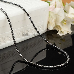Natural Black Diamond Necklace 2 - 3 mm AAA+ Black Diamond Faceted Rondelle Diamond Necklace Handmade jewelry