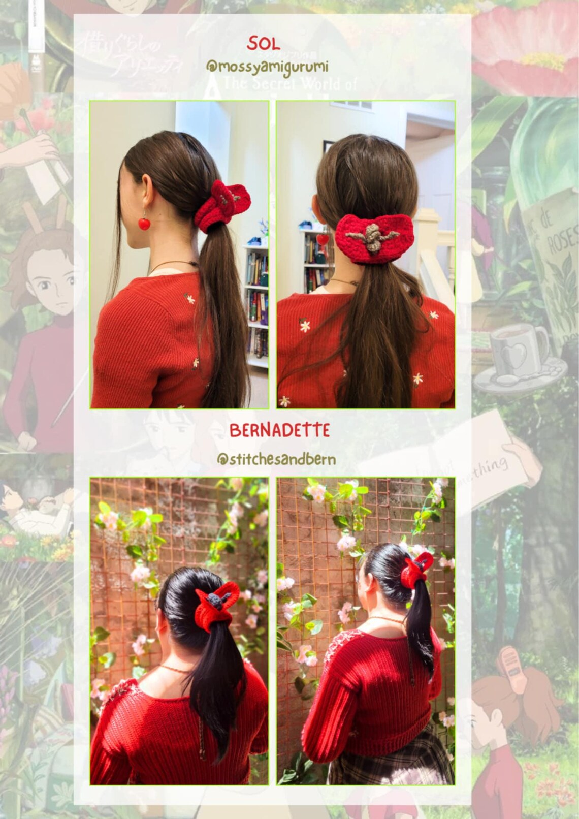 Arrietty Patterns No-sew the Iconic Arrietty Hairclip in Crochet Scrunchie PDF Pattern - Etsy