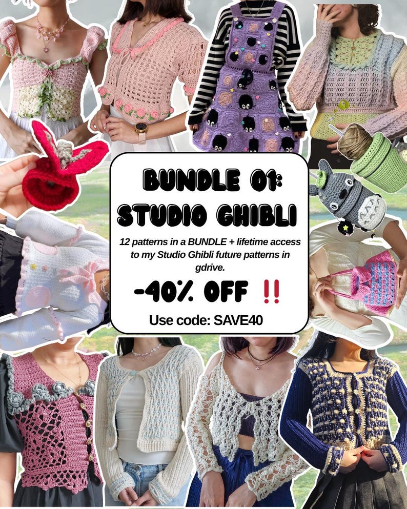 Paquete de 12 patrones: Ghibli Crochet PDF imagen 1