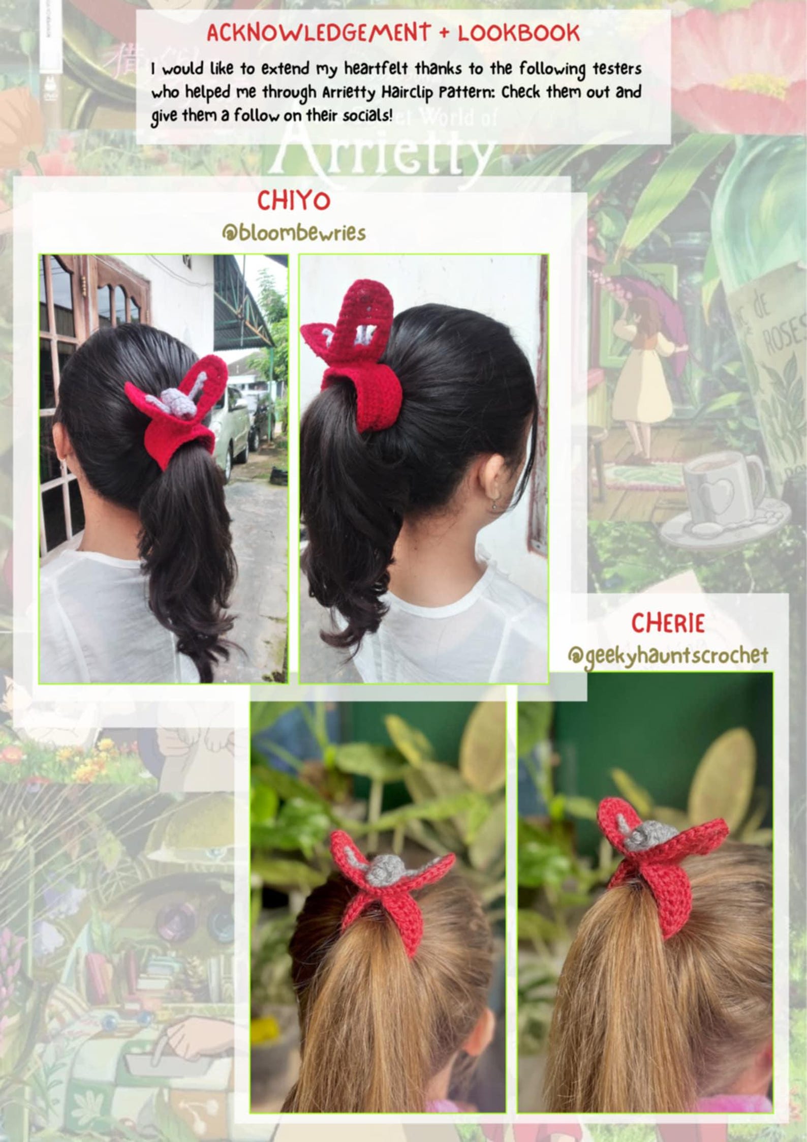 Arrietty Patterns No-sew the Iconic Arrietty Hairclip in Crochet Scrunchie PDF Pattern - Etsy