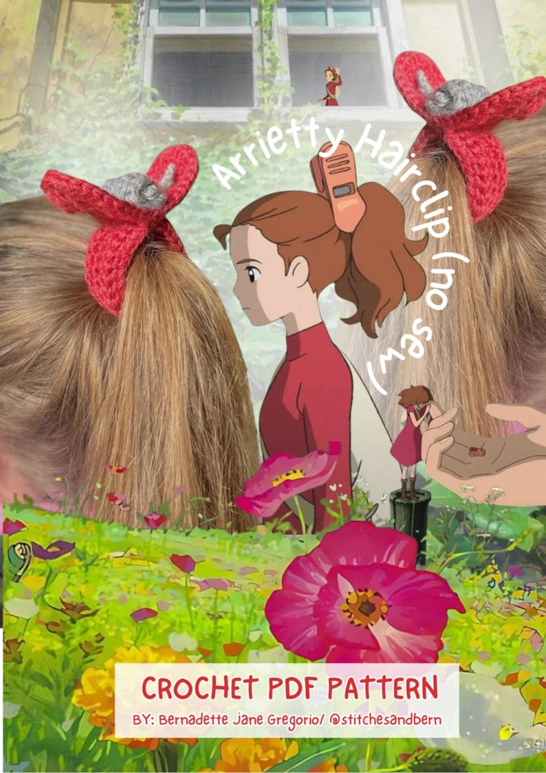 Arrietty Patterns No-sew the Iconic Arrietty Hairclip in Crochet Scrunchie PDF Pattern - Etsy
