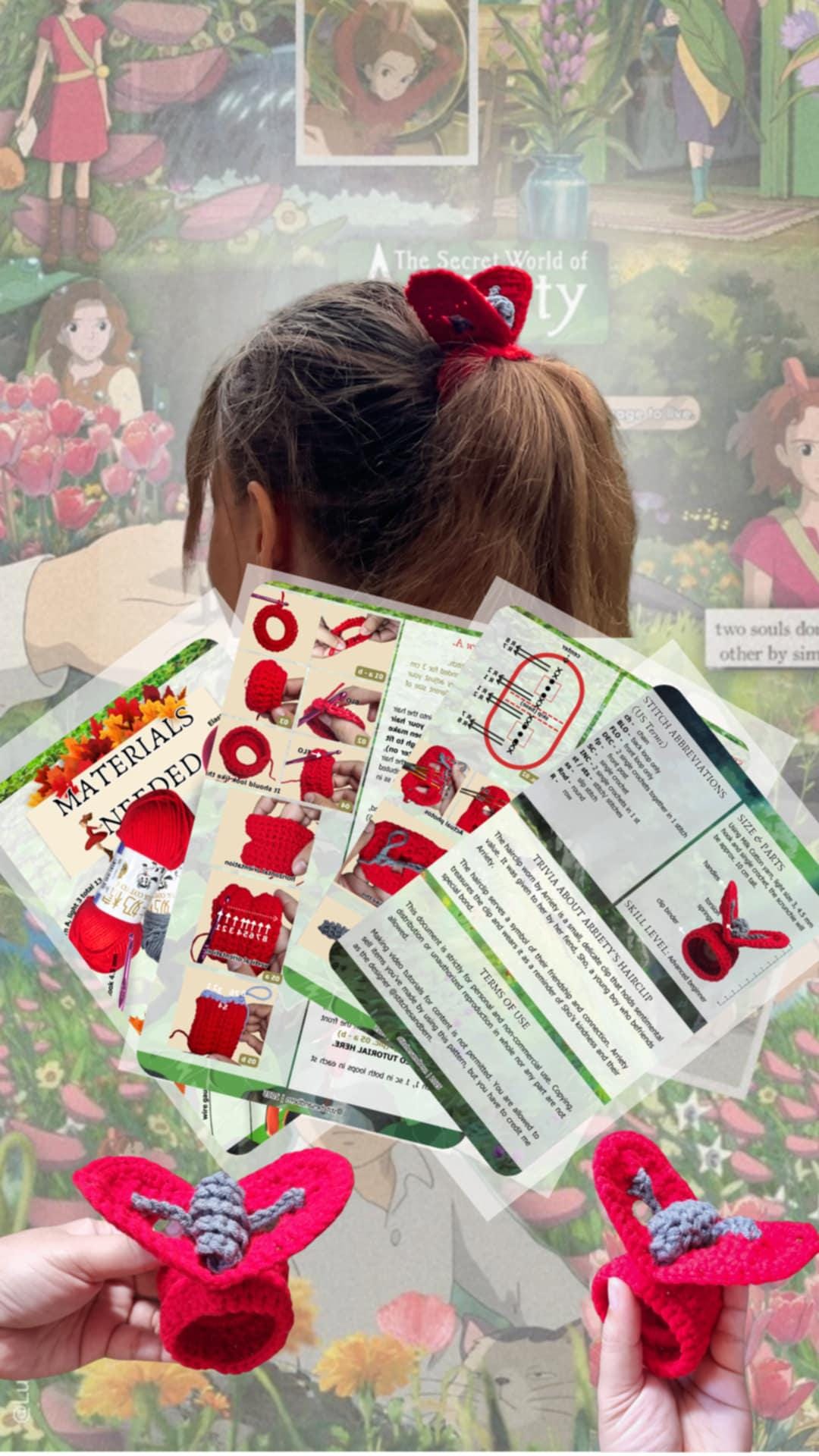 Arrietty Patterns No-sew the Iconic Arrietty Hairclip in Crochet Scrunchie PDF Pattern - Etsy