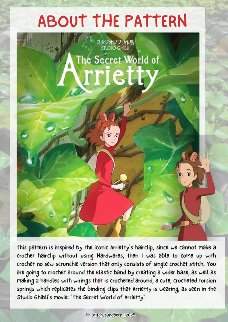 Arrietty Patterns No-sew the Iconic Arrietty Hairclip in Crochet Scrunchie PDF Pattern - Etsy