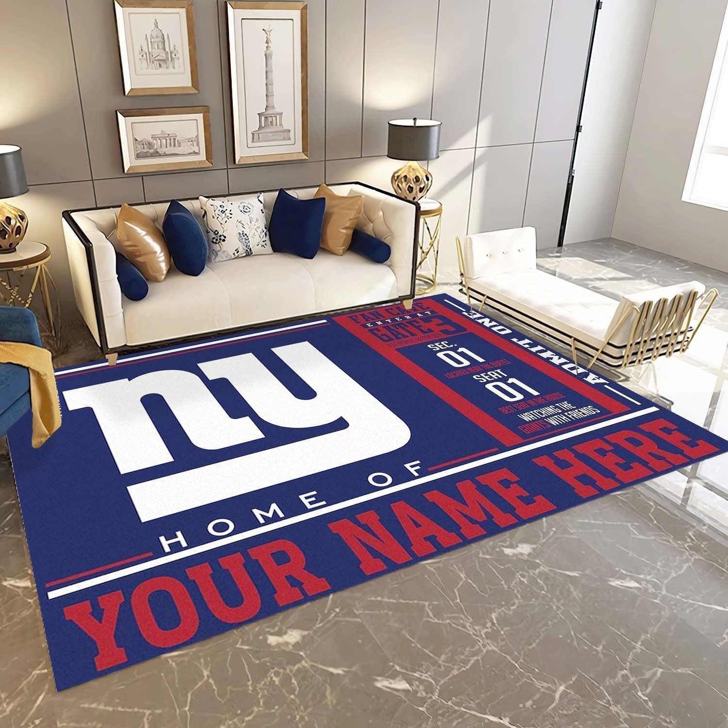 New York Giants Personalized Area Rug NFL Living Room Bedroom Etsy