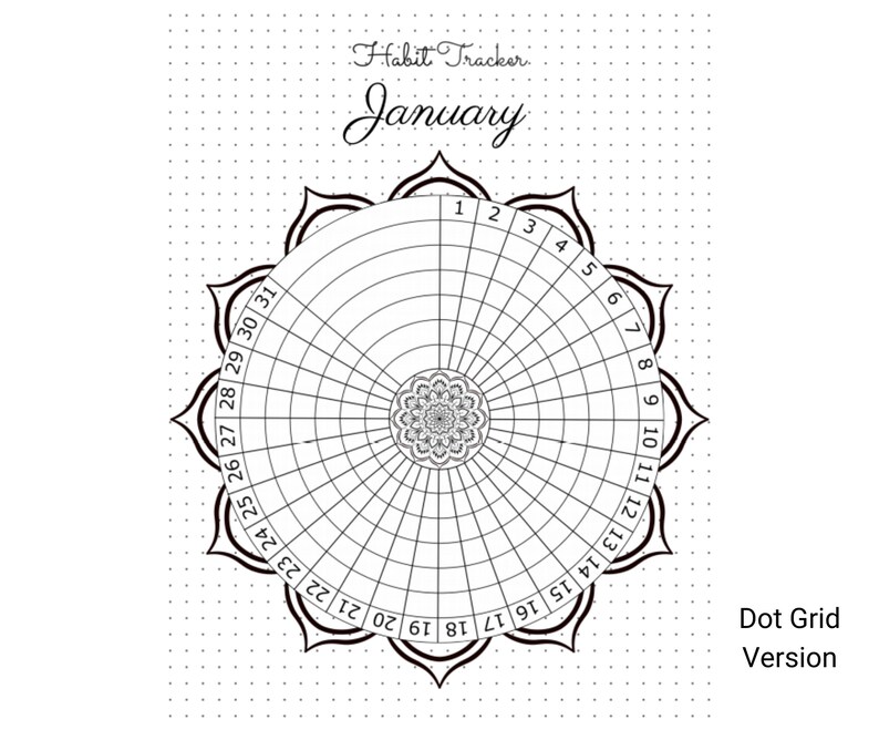 Mandala Monthly Habit Tracker and Journal - Etsy