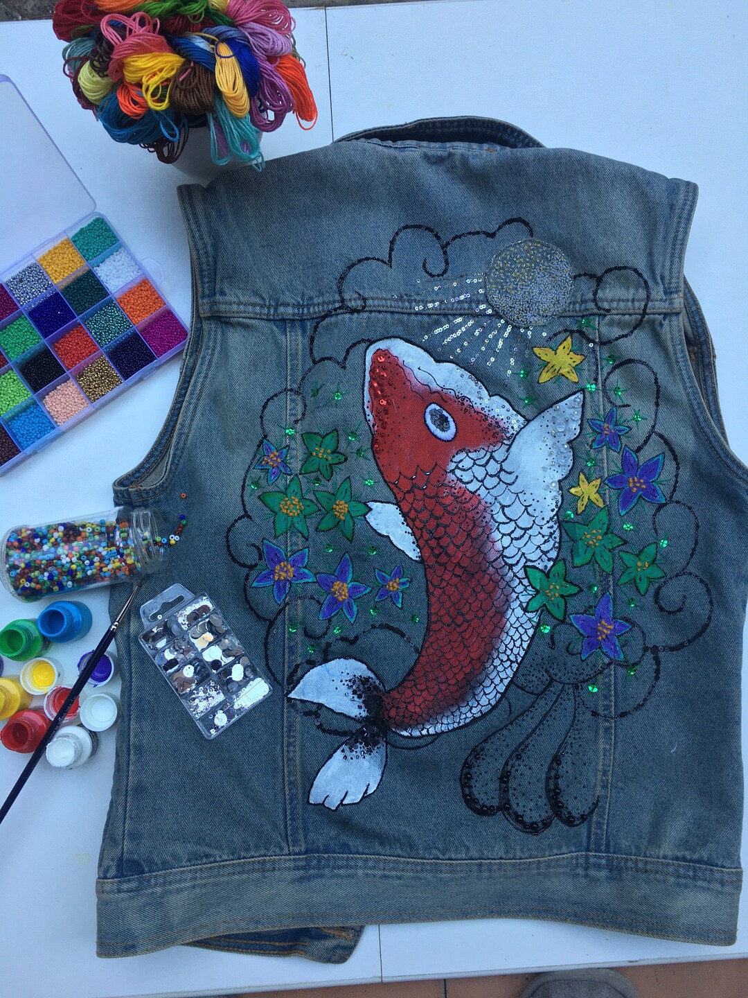 Japanese-style Japanese-style Koi Fish Vest - Etsy