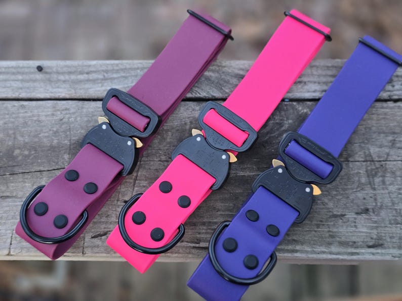 Premade Adjustable 1.5" Cobra Buckle BioThane Collars image 1