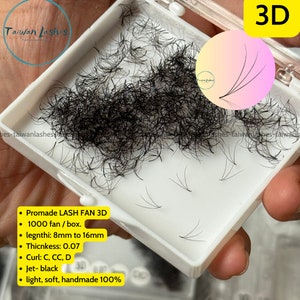 3D Premade Fans Eyelash Extensions Premade Lash Fans Mixed Length Promade Loose Fans Thin Base Premade Volume Lash Extensions 1000 Fans