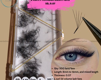 L curl Premade fans eyelash extensions 5D 0.07