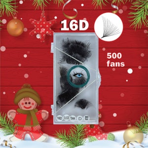 Promade fans 16D | 0.03 | 500 fans , premade lash fans eyelash extensions