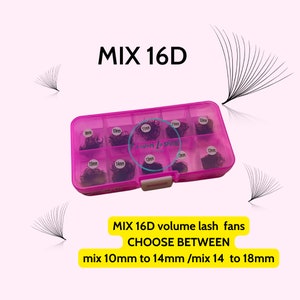 16d 0.03 premade fan mixed lengths, eyelash extensions, 500 fans each box