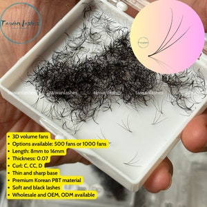 3D Premade Fans Eyelash Extensions Premade Lash Fans 8-16mm Mixed Length Promade Loose Fans Thin Base Premade Volume Lash Extension 500 Fans