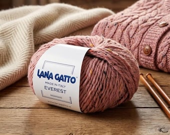 Lana Gatto Everest Yarn, Tweed Wool Yarn, Italian Merino Yarn, Tweed Knitting Yarn, Sweater Yarn, Cardigan Yarn, Wool Blend Yarn