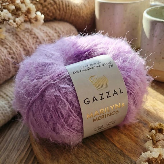Gazzal Marilyn & Merinos – Faux Fur Eyelash Yarn 50g | Soft Fluffy Merino Yarn for Winter Knit Crochet Projects