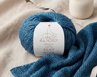 Silky Wool Yarn, Merino Silk Yarn, Luxury Italian Yarn, Wool Silk Blend Yarn, Knitting Yarn for Sweaters, Shawls & Scarves