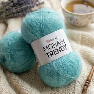 YarnArt Mohair Trendy – Fluffy Lightweight Mohair Blend Yarn 100g | Soft Warm Fuzzy Yarn for Winter Shawls, Sweaters & Scarves