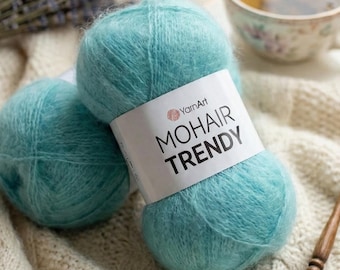 YarnArt Mohair Trendy - Flauschiges Leichtes Mohair-Mischgarn 100g | Weiches, warmes, flauschiges Garn für Winterschals, Pullover und Schals