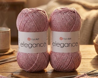 YarnArt Elegance – Metallic Cotton Yarn with Shimmer | Sport Weight Yarn for Knitting, Crochet & Summer Projects