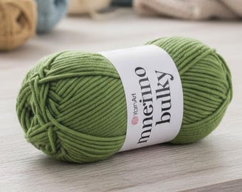 YarnArt Merino Bulky – Fio de mistura de lã super volumoso 100g | Fio macio, quente e grosso para crochê e tricô