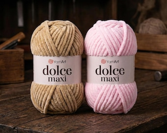 YarnArt Dolce Maxi – Super Bulky Velvet Chenille Yarn 200g | Soft Plush Yarn for Blankets, Pillows & Chunky Knits