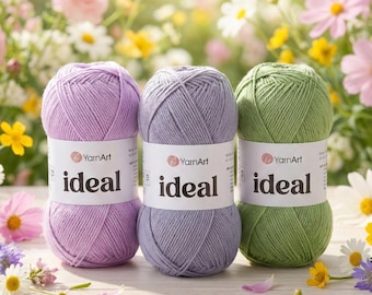YarnArt Ideal – 100% Cotton Yarn 50g 170m | Soft Matte Eco Yarn for Crochet & Knitting | Summer  Baby Projects