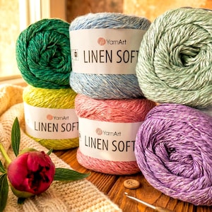 YarnArt Linen Soft – Linen Cotton Viscose Blend Yarn 100g | Light DK Summer Yarn for Tops, Blouses & Shawls image 1