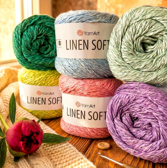 YarnArt Linen Soft – Linen Cotton Viscose Blend Yarn 100g | Light DK Summer Yarn for Tops, Blouses & Shawls