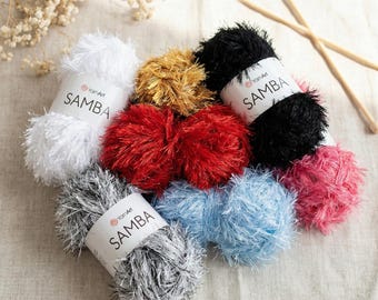 YarnArt Samba – Eyelash Faux Fur Yarn 100% Polyester | 100g 150m | Fluffy Yarn for Toys, Costumes & Decorative Knitting