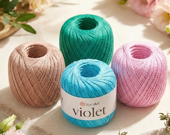 YarnArt Violet – Mercerized Cotton Crochet Thread 100% Cotton | Lace Weight Yarn for Amigurumi, Doilies & Summer Tops