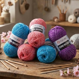 YarnArt Denim Washed – Cotton Acrylic Worsted Yarn 50g | Soft Melange Yarn for Knitting & Crochet | Stonewashed Effect