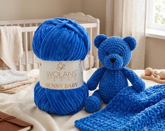 Wolans Bunny Baby Yarn, Chenille Plush Yarn, Super Soft Polyester Yarn, Blanket Yarn, Amigurumi Yarn, Crochet & Knitting Yarn