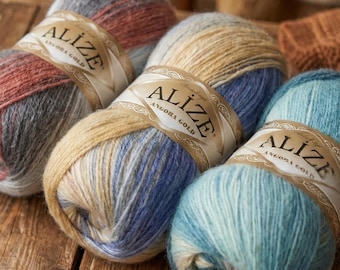 Alize Angora Gold Batik – Gradient Mohair Blend Yarn 100g | Soft Lightweight Yarn for Shawls, Scarves & Knitting Projects