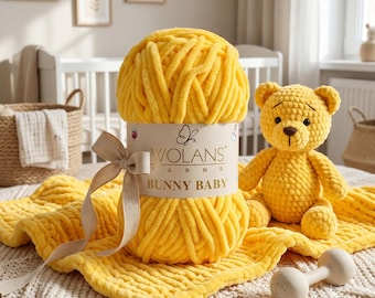 Amigurumi Chenille Yarn, Wolans Bunny Baby, Soft Plush Yarn, Blanket Yarn, Velvet Yarn for Crochet, Knitting & Toys