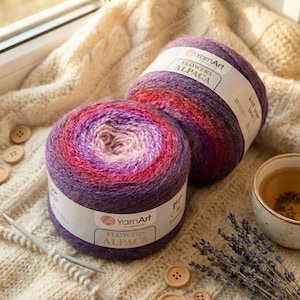 YarnArt Flowers Alpaca Gradient Yarn Cake – Filato di alpaca sfumato morbido per scialli e maglioni