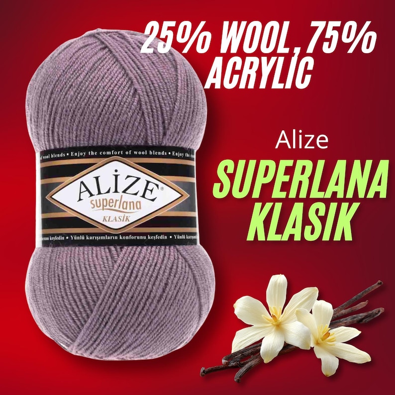 Alaze Label Alize Superlana Klasik Yarn – Soft Wool Acrylic Blend for Knitting ...