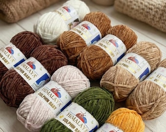 Himalaya Dolphin Baby Yarn – Soft Chenille Velvet Yarn 100% Polyester | Plush Yarn for Baby Blankets, Toys & Crochet