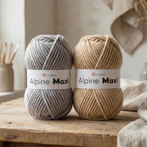 YarnArt Alpine Maxi – Super Bulky Wool Blend Yarn 250g | Soft Chunky Yarn for Blankets, Sweaters & Winter Projects