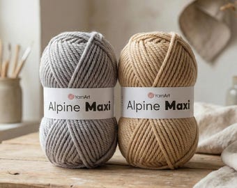 YarnArt Alpine Maxi – 極太ウール混紡糸 250g | ブランケット、セーター、冬物プロジェクトに最適なソフトチャンキーヤーン