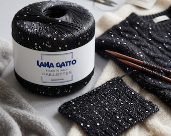 Lana Gatto Paillettes Yarn, Sequin Yarn, Sparkle Yarn, Glitter Knitting Yarn, Italian Yarn Add-In, Sequins for Knitting & Crochet