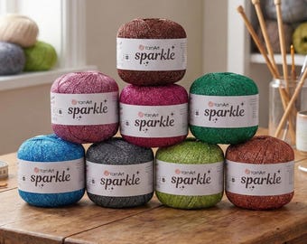 YarnArt Sparkle Metallic Yarn – Shiny Fancy Yarn, Pack of 6×25g Skeins for Knitting, Crochet & Decorative Projects