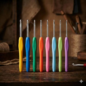 Ergonomic Crochet Hook – Colorful Aluminum Hooks with Soft Grip | Comfortable Non-Slip Handles for Easy Crocheting