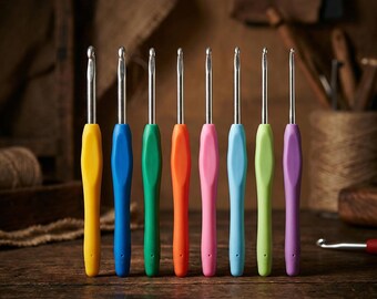 Ergonomic Crochet Hook – Colorful Aluminum Hooks with Soft Grip | Comfortable Non-Slip Handles for Easy Crocheting