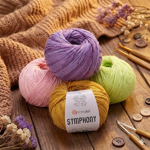 YarnArt Symphony – Silky Cotton Viscose DK Yarn 50g | Shiny Summer Yarn for Tops, Blouses & Crochet Projects